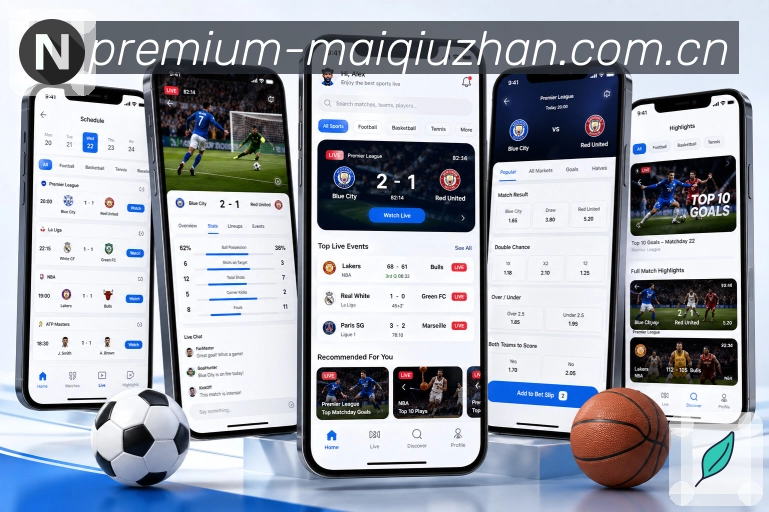 买球站 APP 赛事比分应用示意图